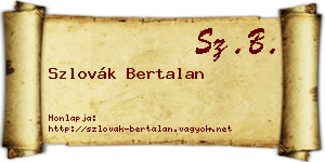 Szlovák Bertalan névjegykártya
