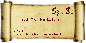 Szlovák Bertalan névjegykártya